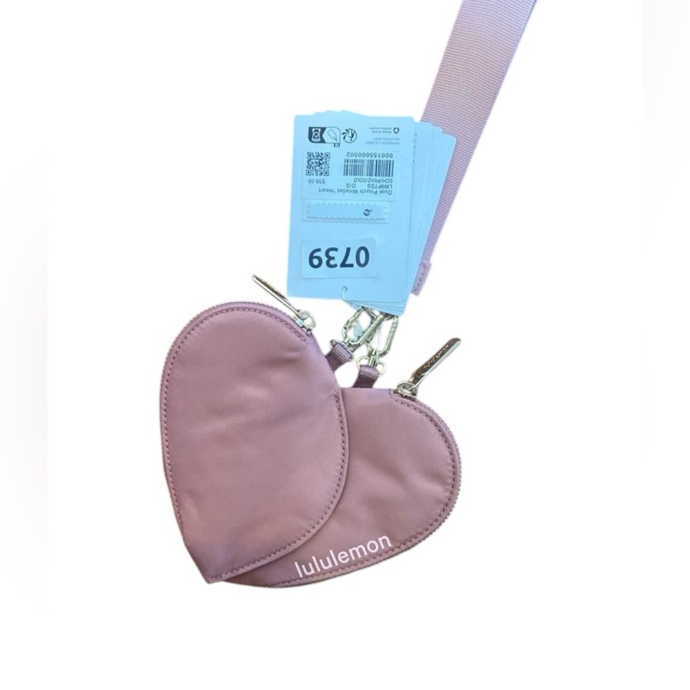 NWT Lululemon dual pouch wristlet heart PINK HAZE